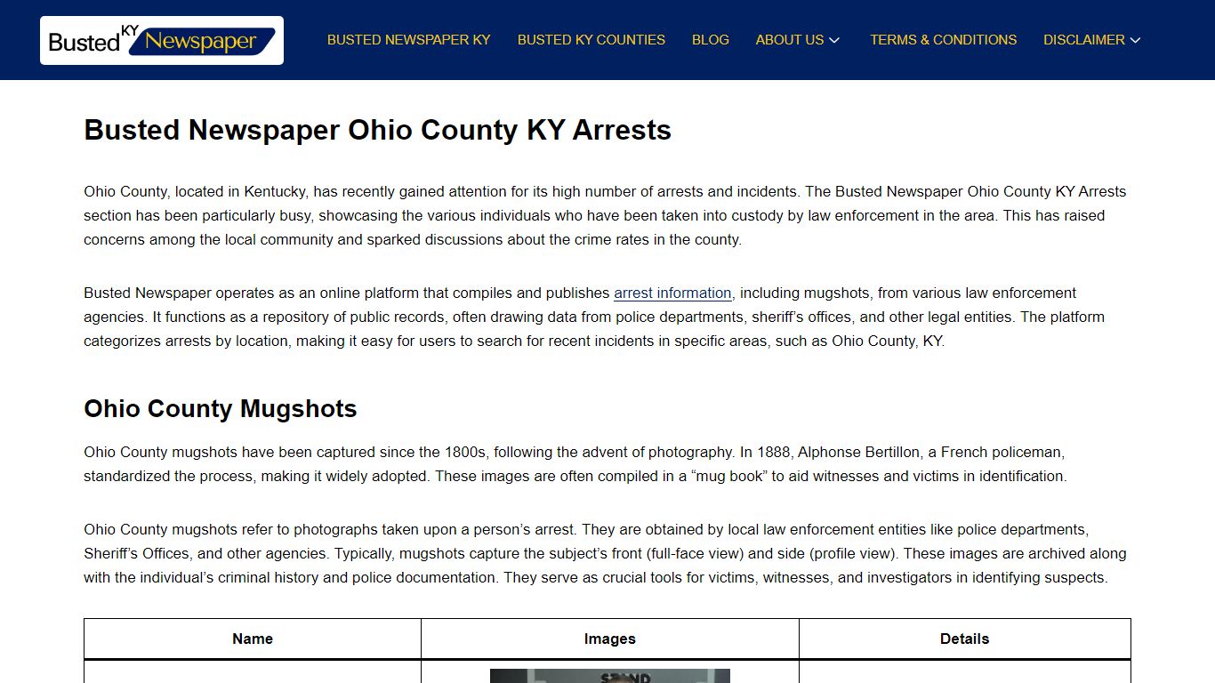 Busted Newspaper Ohio County KY Arrests